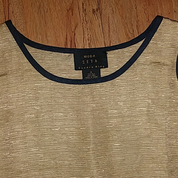⭐Moda Seta Sandra King Linen Silk gold navy tank s - Picture 2 of 3